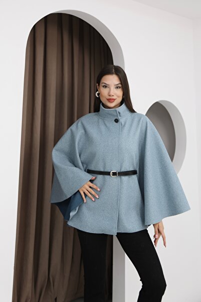 Leo Ferre Women's Blue New Season Poncho with Embroidered Belt. 1208.