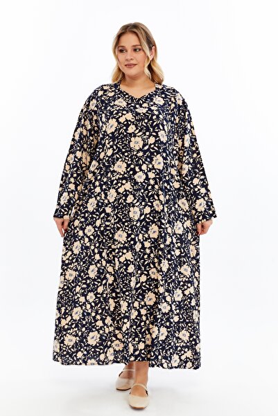 Nehir tekstil Battal Plus Size Summer Mother's Dress