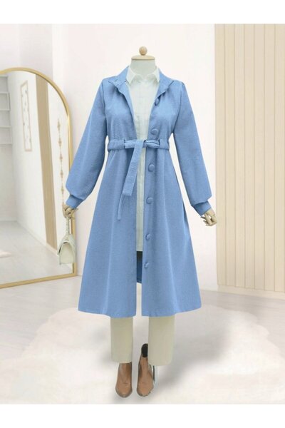COjans Belted waist buttoned cashmere coat - blue