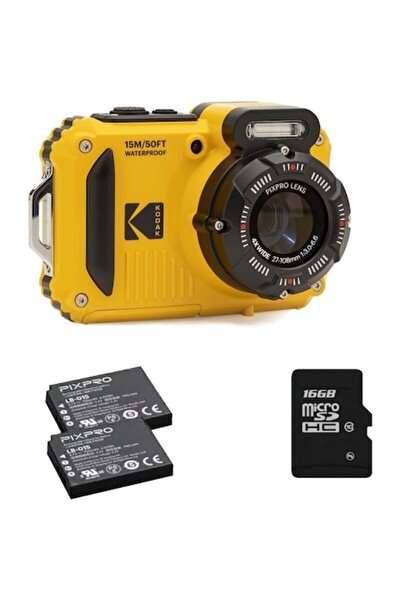 Kodak PixPro WPZ2 Underwater Camera, 16 MP, 4x Optical Zoom, Full HD, Extra Battery & 16GB Card, Yel