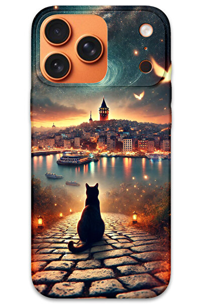 MRCİLETİSİM غطاء خلفي لهاتف iPhone 17 Pro Max بنمط HD مطبوع - Cat Galata