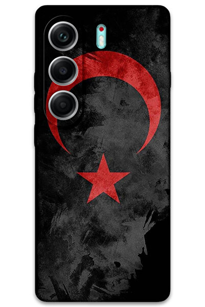 MRCİLETİSİM غطاء خلفي لهاتف تكنو كامون 40 برو بنمط HD مطبوع - علم أسود