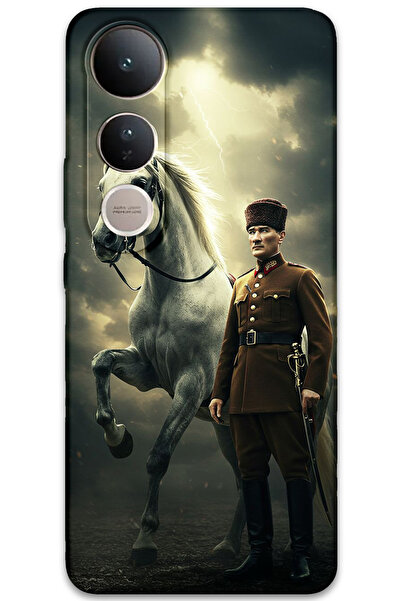 MRCİLETİSİM غطاء خلفي لهاتف Vivo V50 Lite 4G بنمط HD مطبوع - أتاتورك شيمبك