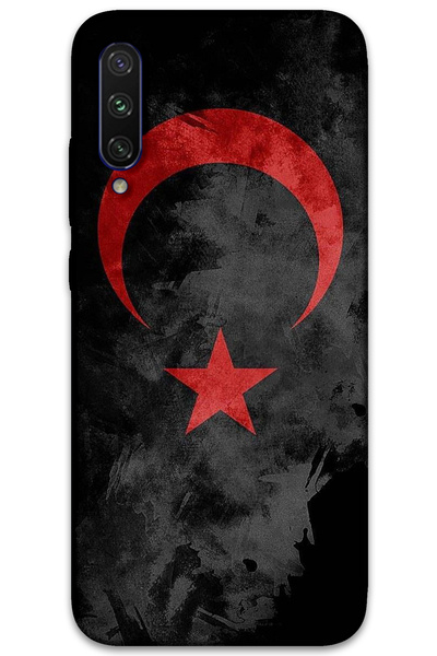 MRCİLETİSİM غطاء خلفي لهاتف Xiaomi Mi A3 بنمط HD مطبوع - علم أسود