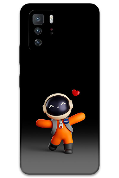 MRCİLETİSİM Xiaomi Poco X3 GT Kılıf HD Desen Baskılı Arka Kapak - Astronot Kalp