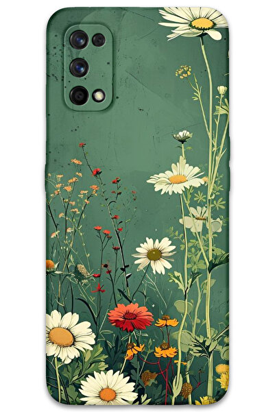 MRCİLETİSİM غطاء خلفي لهاتف Realme 7 Pro HD Pattern مطبوع - ديزي أخضر