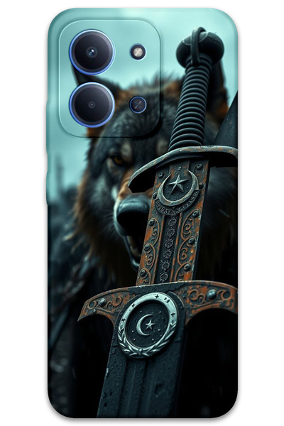 MRCİLETİSİM غطاء خلفي لهاتف Xiaomi Redmi 15C 5G بنمط HD مطبوع - سيف نجمة القمر