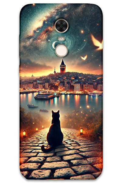 MRCİLETİSİM غطاء خلفي لهاتف Xiaomi Redmi 5 Plus بنمط HD مطبوع - Cat Galata