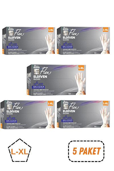 Reflex Flex Tpe Pudrasız Beyaz Eldiven L-XL Beden 5 Paket