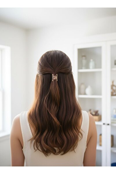 GÜLPEŞE 2 Pack Minimal Geometric Rose Gold Color Metal Clasp