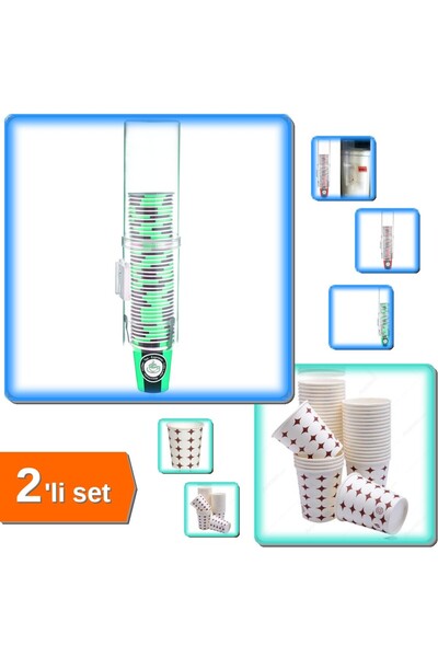 HerEveOyuncak Karton Bardak 100 Adet + Su Sebili Bardaklığı – Plastik ve Kart...