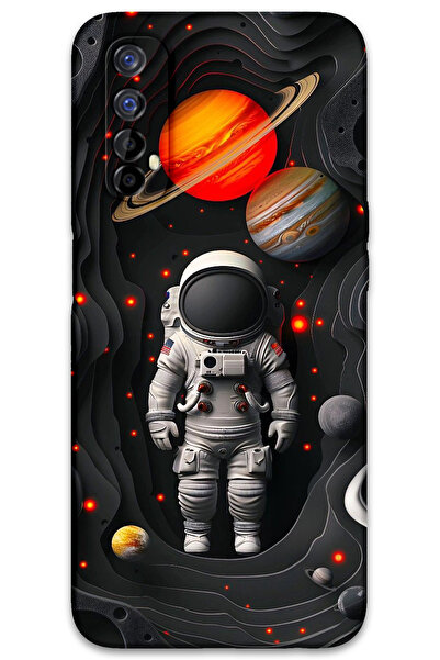 MRCİLETİSİM غطاء خلفي لهاتف Realme 7 بنمط HD مطبوع - كواكب رواد الفضاء