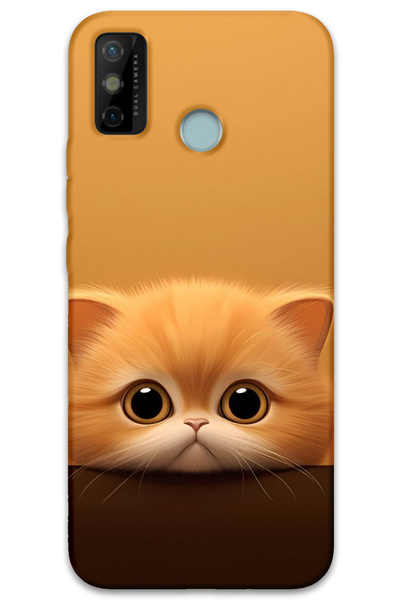 MRCİLETİSİM غطاء خلفي لهاتف Tecno Spark 6 Go HD Pattern مطبوع - قطة صفراء