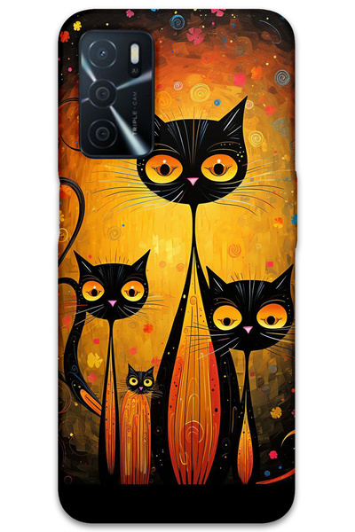 MRCİLETİSİM غطاء خلفي لهاتف اوبو A55 بنمط HD مطبوع - قطط