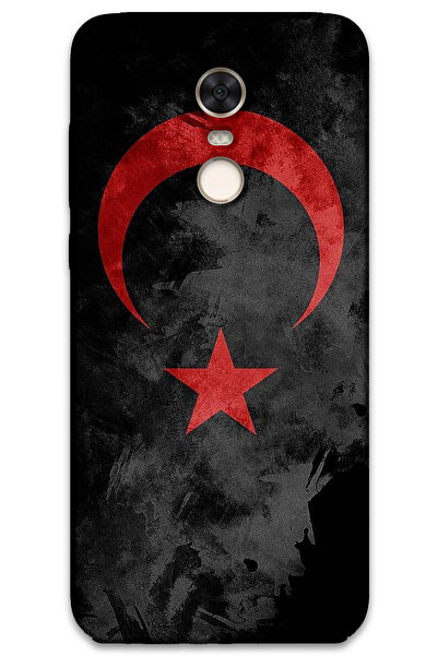 MRCİLETİSİM غطاء خلفي لهاتف Xiaomi Redmi 5 Plus بنمط HD مطبوع - علم أسود