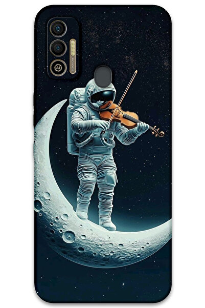 MRCİLETİSİM غطاء خلفي لهاتف Tecno Spark 7T بنمط HD مطبوع - آلة موسيقية الفيوليت