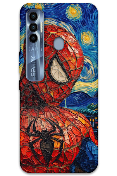 MRCİLETİSİM غطاء خلفي لهاتف Tecno Spark 7 Pro بنمط HD مطبوع - سبايدر مان