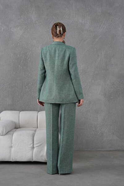 nodilife Flamlı Yünefekt Kadın Takım Elbise Petrol Yeşili