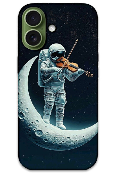 MRCİLETİSİM غطاء خلفي لهاتف iPhone 17 بنمط HD مطبوع - كمان رائد الفضاء