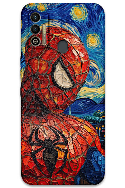 MRCİLETİSİM غطاء خلفي لهاتف Tecno Spark 7T بنمط HD مطبوع - سبايدر مان