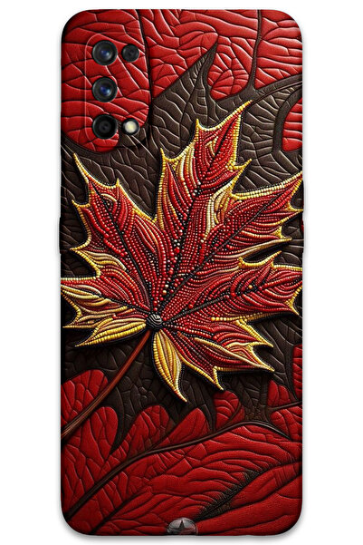 MRCİLETİSİM غطاء خلفي لهاتف Realme 7 Pro بنمط HD مطبوع - أوراق حمراء