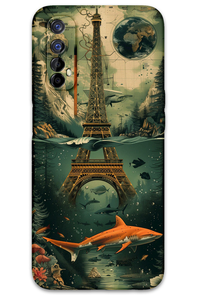 MRCİLETİSİM غطاء خلفي لهاتف Realme 7 بنمط HD مطبوع - برج ايفل الفني