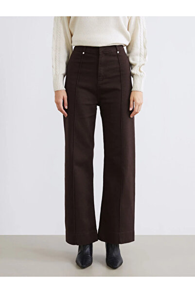 LC Waikiki LCW Modest Kahverengi Dar Fit Geniş Paça Kadın Pantolon