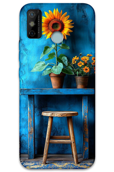 MRCİLETİSİM غطاء خلفي لهاتف Tecno Spark 6 Go بنمط HD مطبوع - زهرة فنية