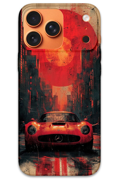 MRCİLETİSİM غطاء خلفي لهاتف iPhone 17 Pro بنمط HD مطبوع - مرسيدس حمراء