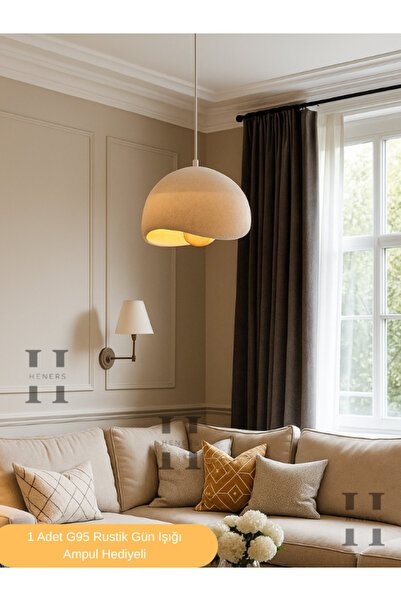 Heners Beton Görünümlü İskandinav &Bohem Tekli Avize (plastik)