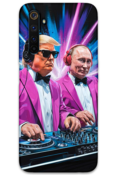 MRCİLETİSİM غطاء خلفي لهاتف Realme 6 Pro بنمط HD مطبوع - دي جي ترامب بوتين