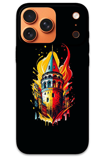 MRCİLETİSİM غطاء خلفي لهاتف iPhone 17 Pro Max بنمط HD مطبوع - أصفر أحمر جالاتا