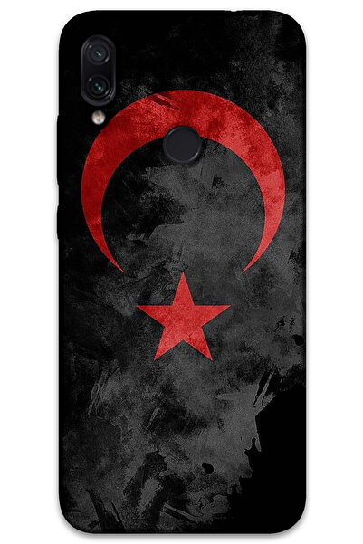 MRCİLETİSİM غطاء خلفي لهاتف Xiaomi Redmi Note 7 بنمط HD مطبوع - علم أسود