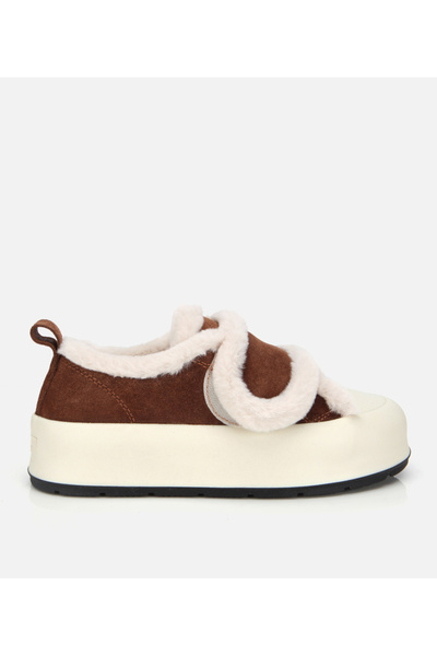 Hotiç Kadın Süet Deri Taba Kürklü Kalın Bantlı Spor Ayakkabı