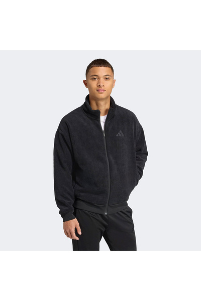 adidas Future icons Small Logo Low Pile Fleece Erkek Siyah Eşofman Üstü