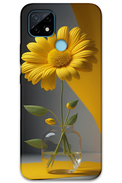 MRCİLETİSİM غطاء خلفي لهاتف Realme C25 بنمط HD مطبوع - زهرة الفانوس