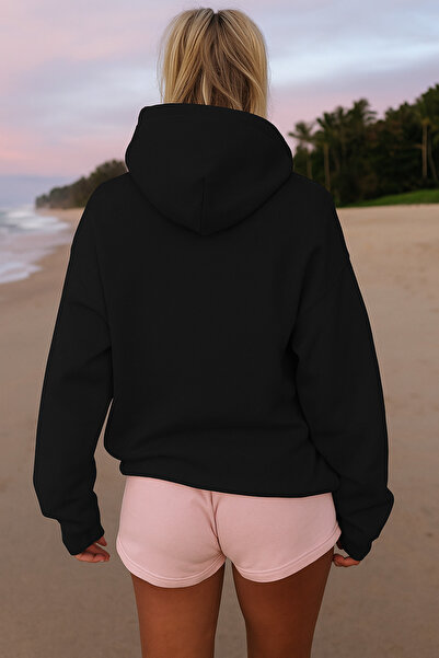 Korefanzin Φούτερ Korefanzşn Skull Kurukafa Γυναικείο με κουκούλα Unisex Μαύρο Βασικό Φούτερ με κουκούλα