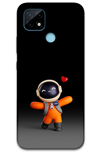 MRCİLETİSİM غطاء خلفي لهاتف Realme C25 بنمط HD مطبوع - قلب رائد الفضاء