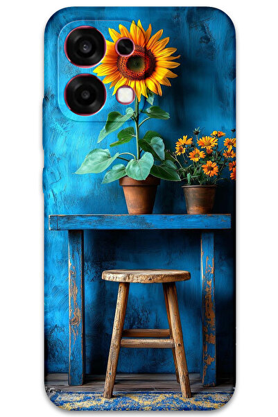 MRCİLETİSİM Oppo A6 Pro 4g Case Hd Pattern Printed Back Cover - Art Stool Flower