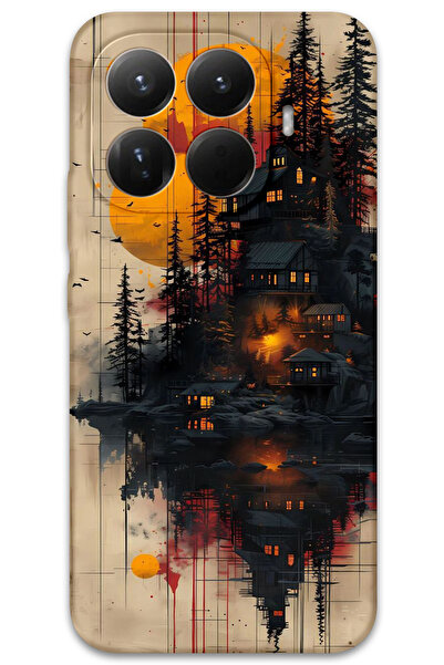 MRCİLETİSİM Xiaomi Mi 15T Pro Kılıf HD Desen Baskılı Arka Kapak - Ahşap Evler
