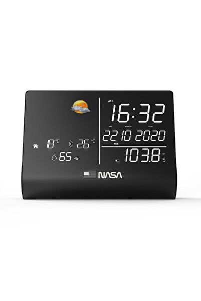 Nasa Weather Station WSP1300, 6.4-inch LED Screen, alarm, calendar, temperature, radio, black