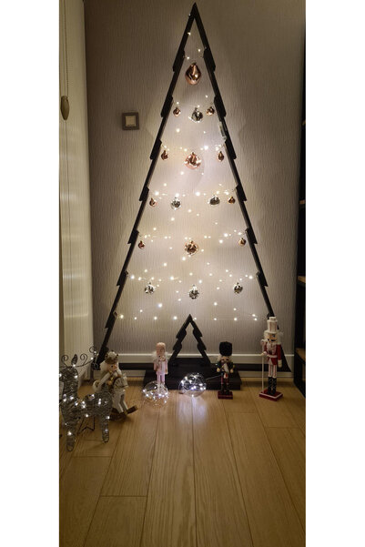 Fatih Kaba Ahşap Tasarım Yılbaşı Çam Ağacı Ahşap 180 Cm Renkli