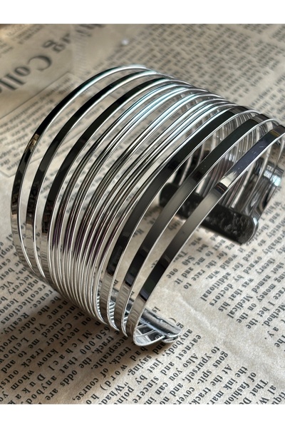 lotusbybuket سوار فضي من الفولاذ المقاوم للصدأ بتصميم خاص