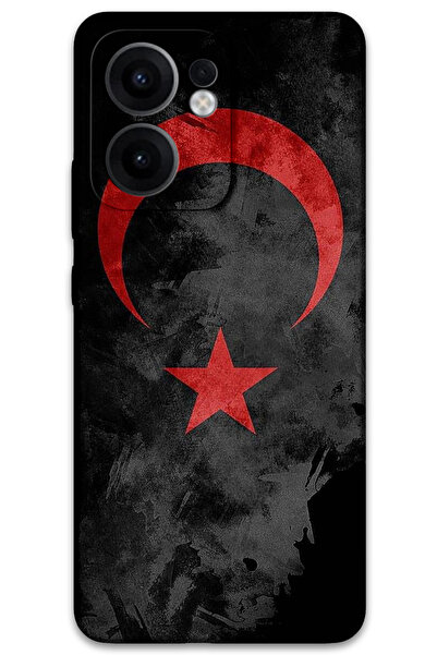 MRCİLETİSİM غطاء خلفي لهاتف اوبو رينو 13F 5G بنمط HD مطبوع - علم أسود