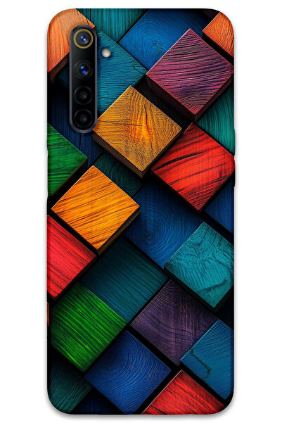 MRCİLETİSİM غطاء خلفي لهاتف Realme 6 بنمط HD مطبوع - نمط مربع