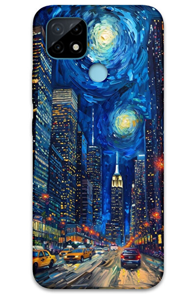 MRCİLETİSİM غطاء خلفي لهاتف Realme C21 بنمط HD مطبوع - شارع الفن