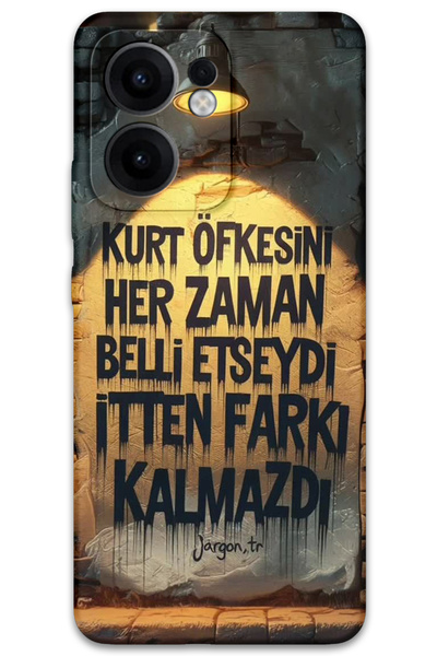 MRCİLETİSİM غطاء خلفي لهاتف اوبو رينو 13F 5G بنمط HD مطبوع - غضب الذئب