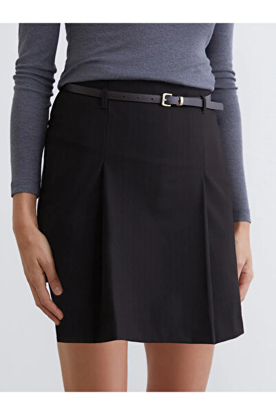 LC Waikiki Lcw Vision Brown Belted Pleated Mini Skirt