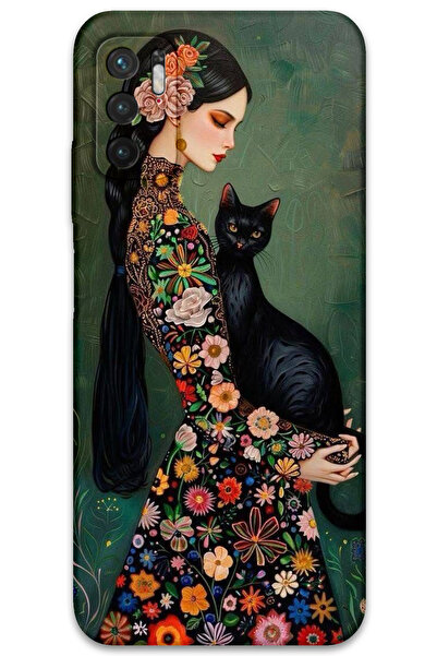 MRCİLETİSİM غطاء خلفي لهاتف Xiaomi Redmi Note 10 5G بنمط HD مطبوع - قطة سوداء