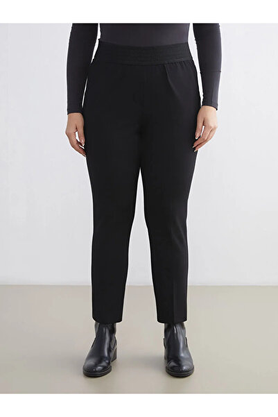 LC Waikiki LCW Modest Siyah Büyük Beden Beli Lastikli Kadın Pantolon